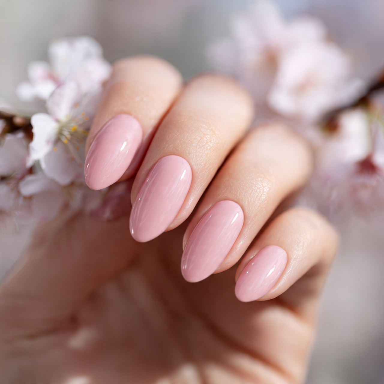 Pastel Pink Oval Nails