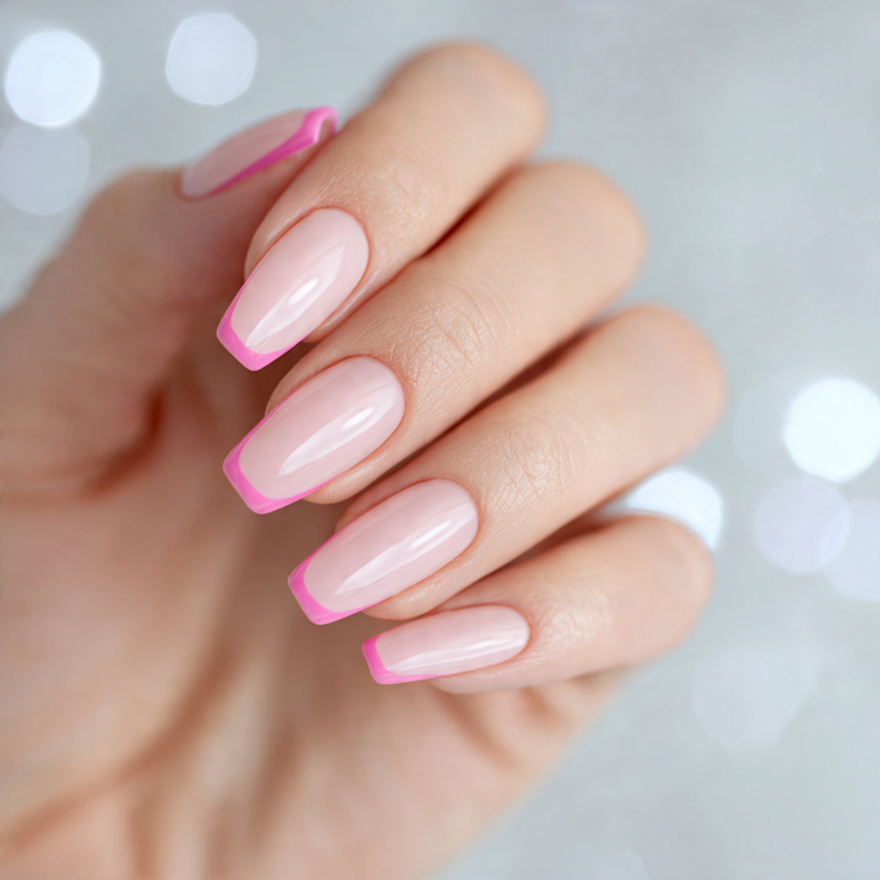 French Tip Coffin Nails: 17 Chic Designs for Elegant Nails 6 Pink French Tip Coffin Nails