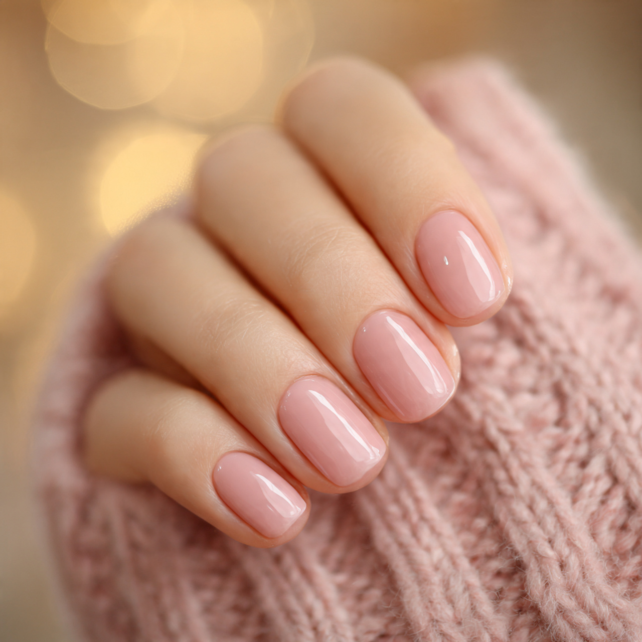 Pink Nude Round Nails