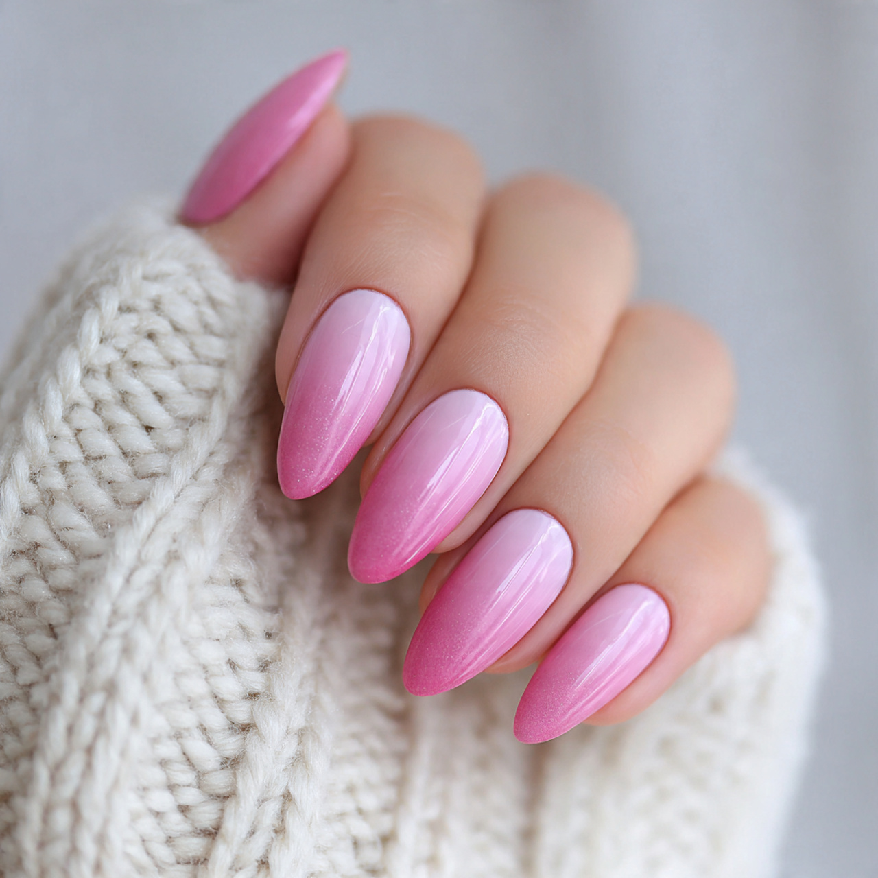 Pink Ombre Almond Nails