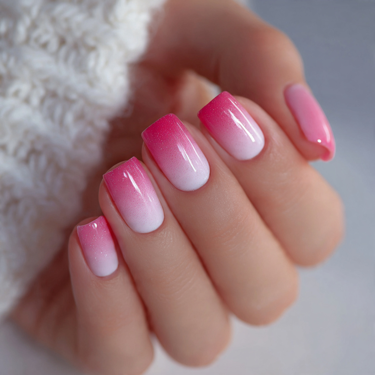 Pink Ombre Square Nails
