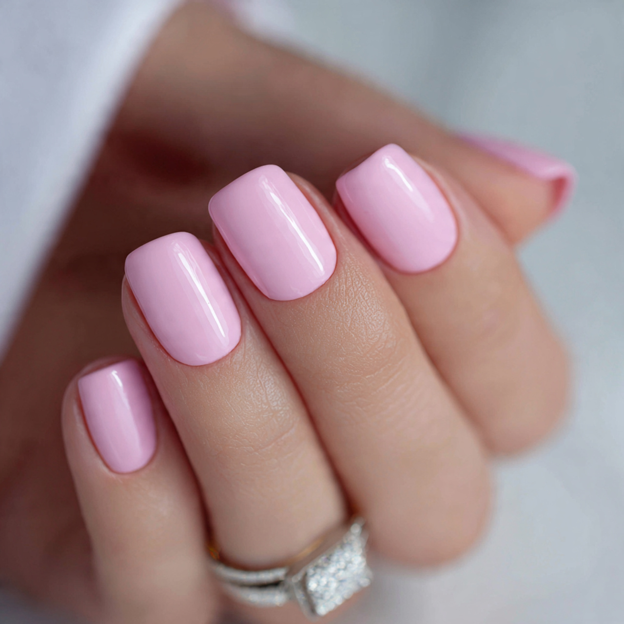 Pink Short Acrylic Nails