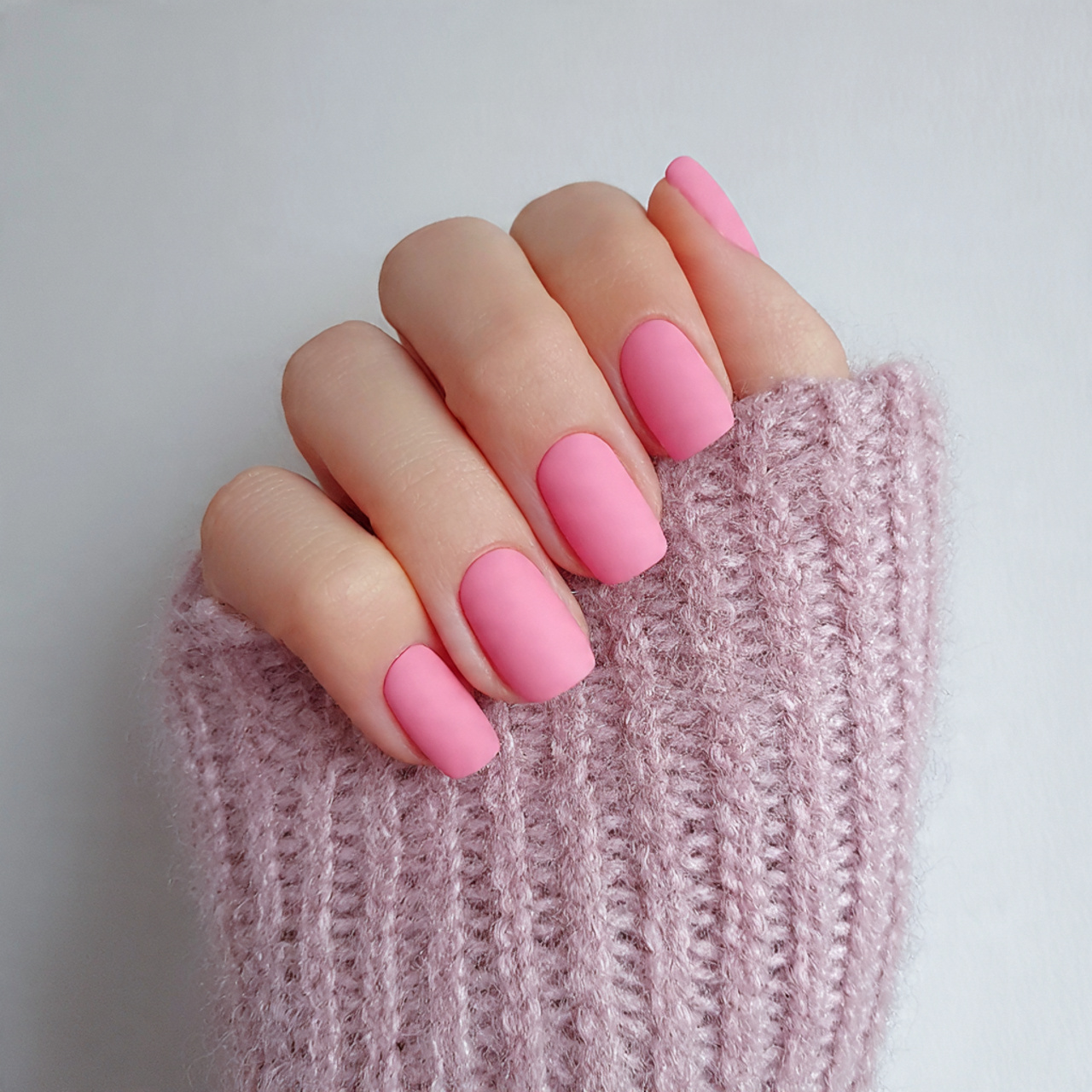 Matte Pink Short Nails