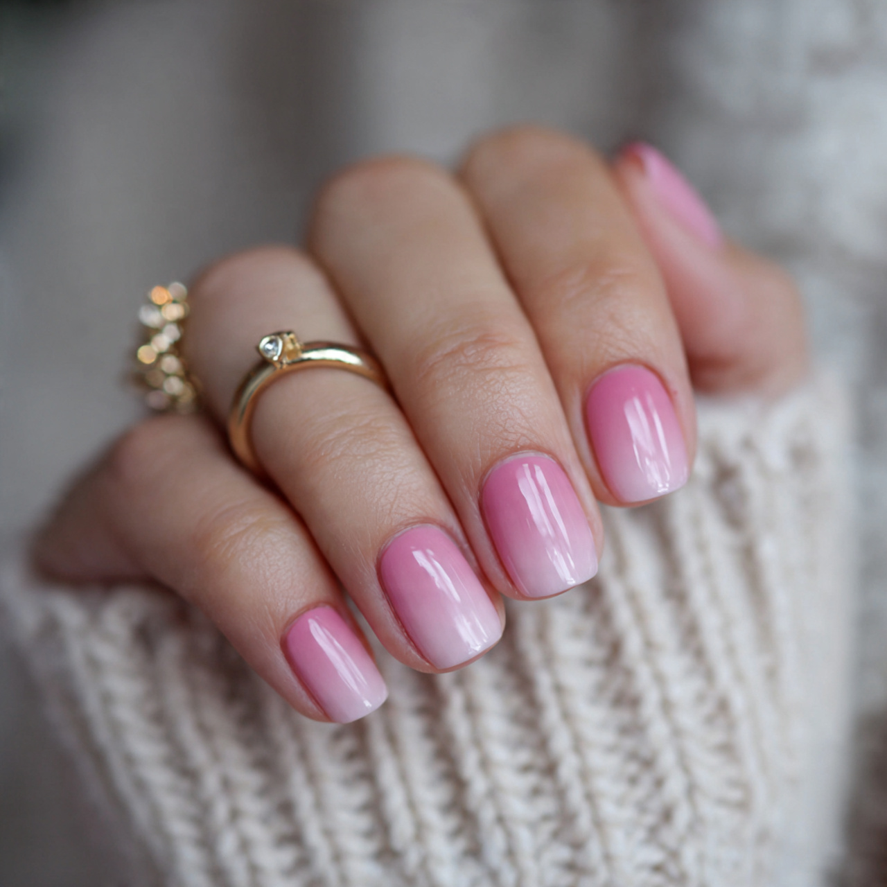 Pink Short Ombre Nails