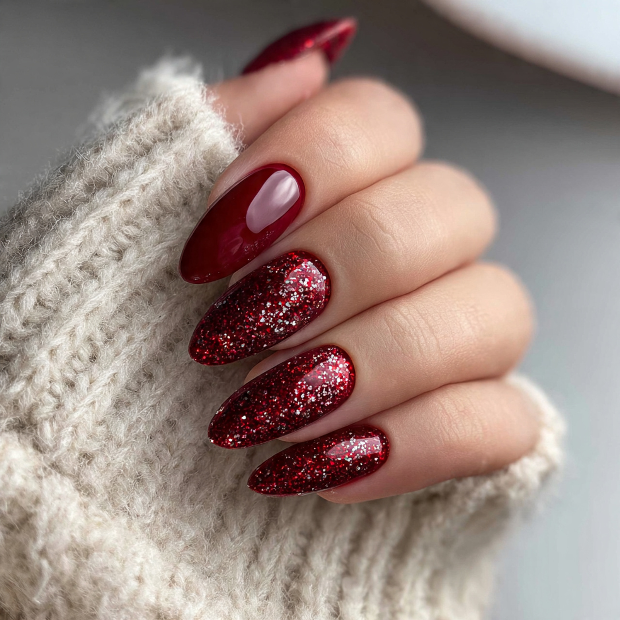 Red Coffin Nails: 17 Bold, Elegant & Trendy Nail Ideas 6 Popular Red Glitter Nail Styles