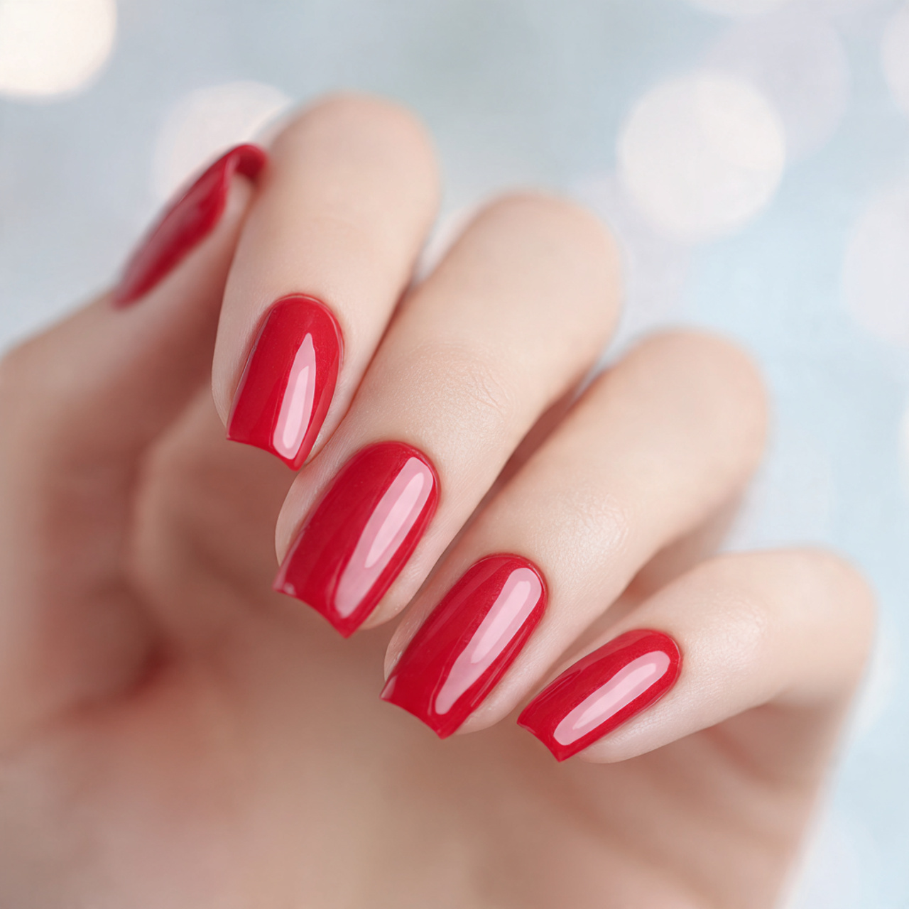 Red Square Gel Nails