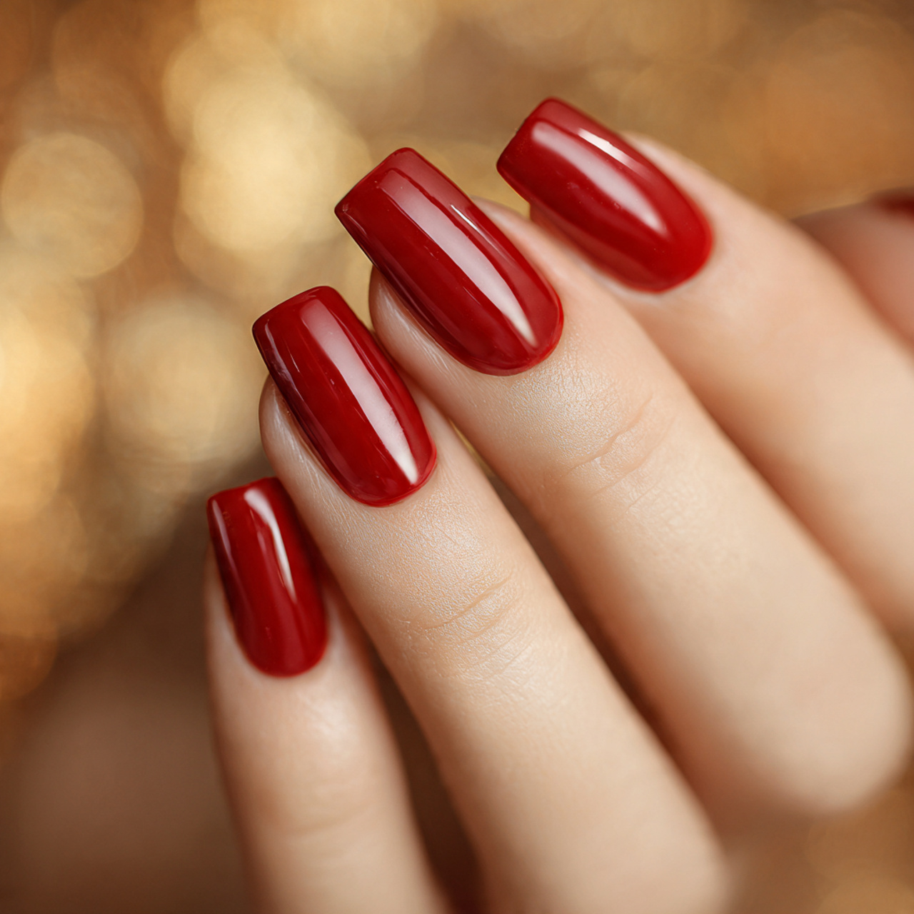 Red Square Nails Design Ideas