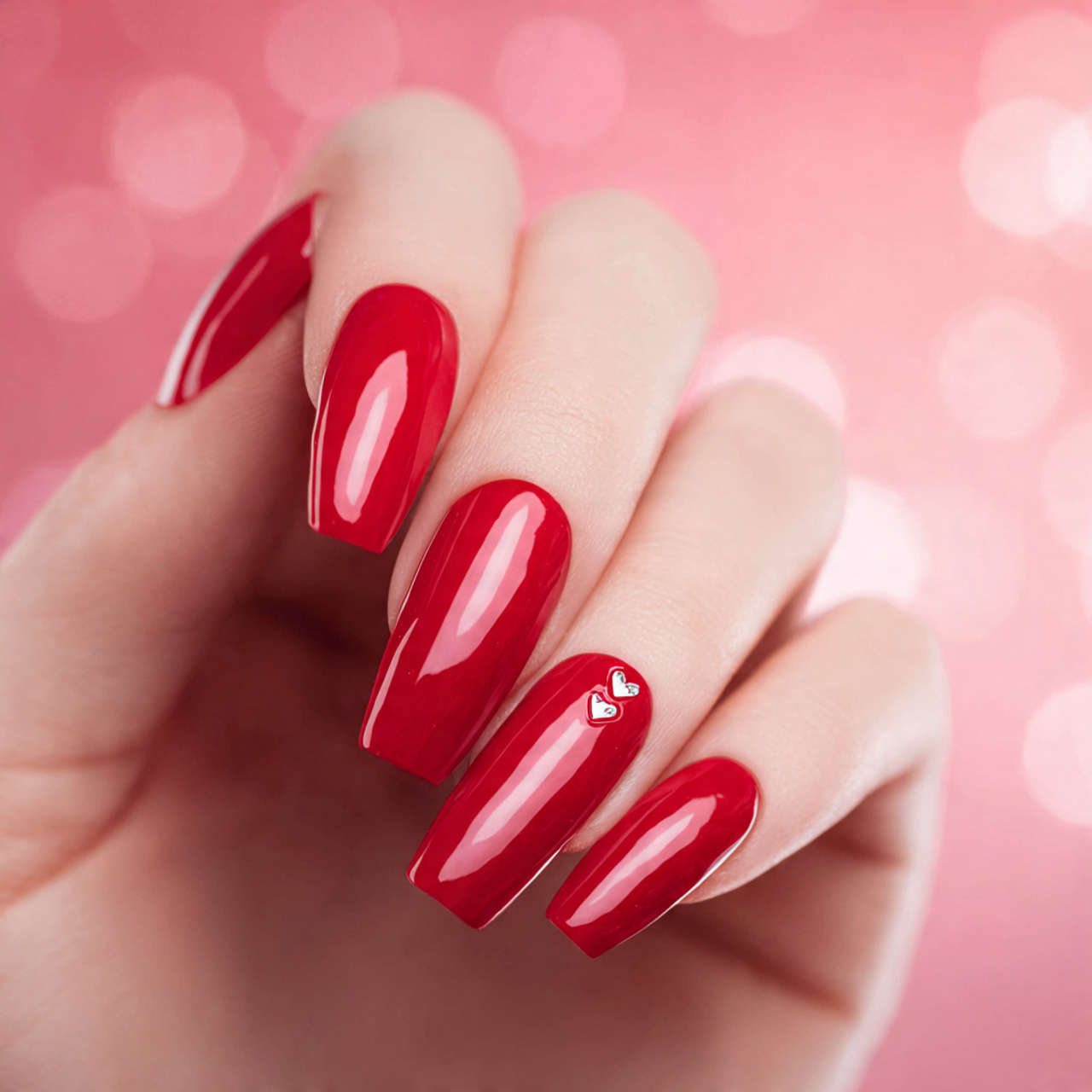 Red Coffin Nails: 17 Bold, Elegant & Trendy Nail Ideas 16 Red Valentine Coffin Nails
