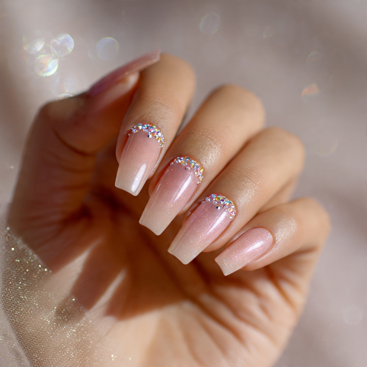 Cute Coffin Nails: 18 Trendy Designs Everyone Loves Right Now 10 Rhinestone Cute Coffin Nails