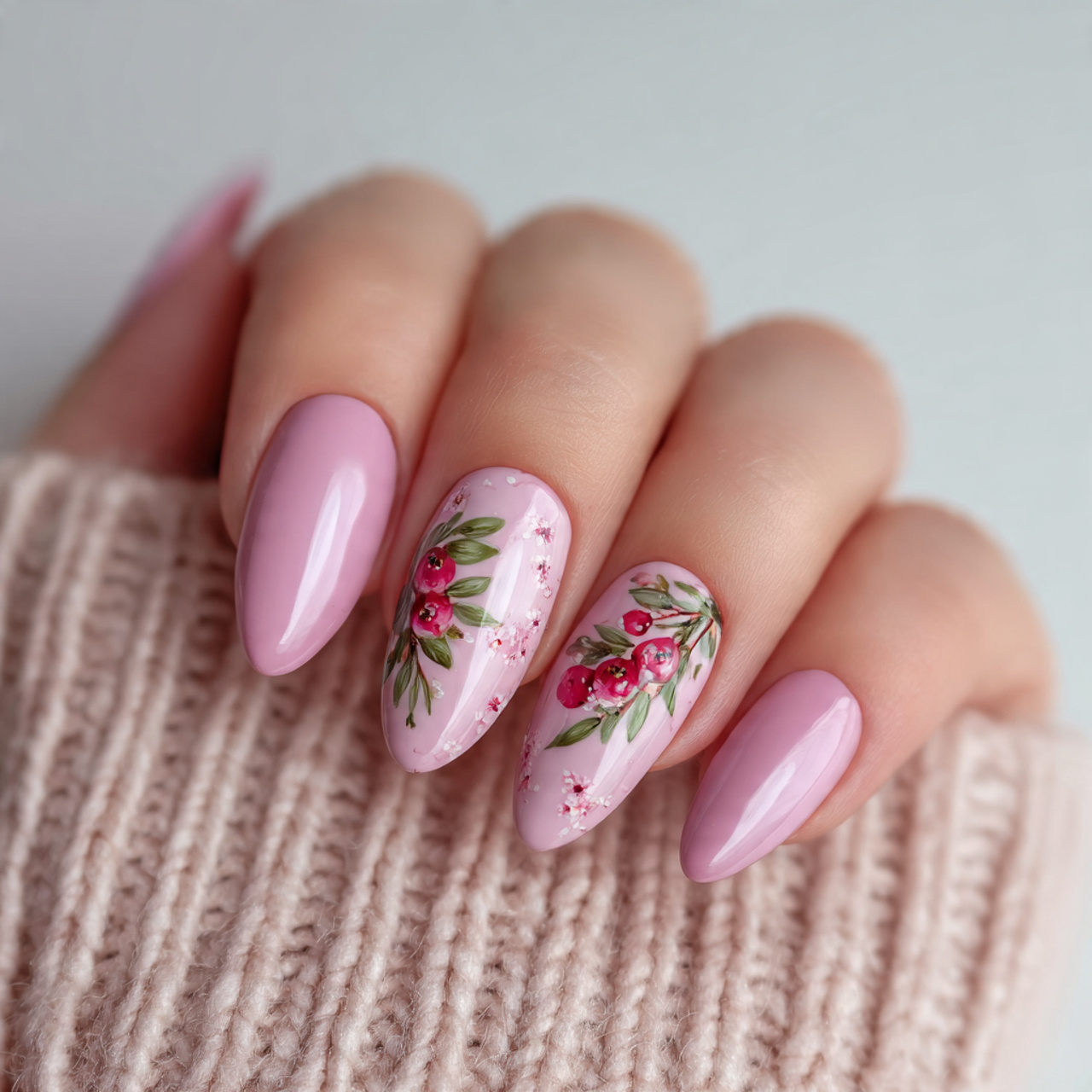 Seasonal Pink Almond Nails Ideas
