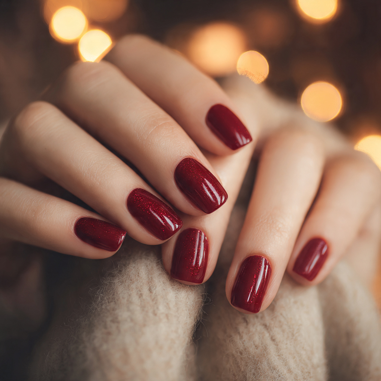 Seasonal Red Square Nails