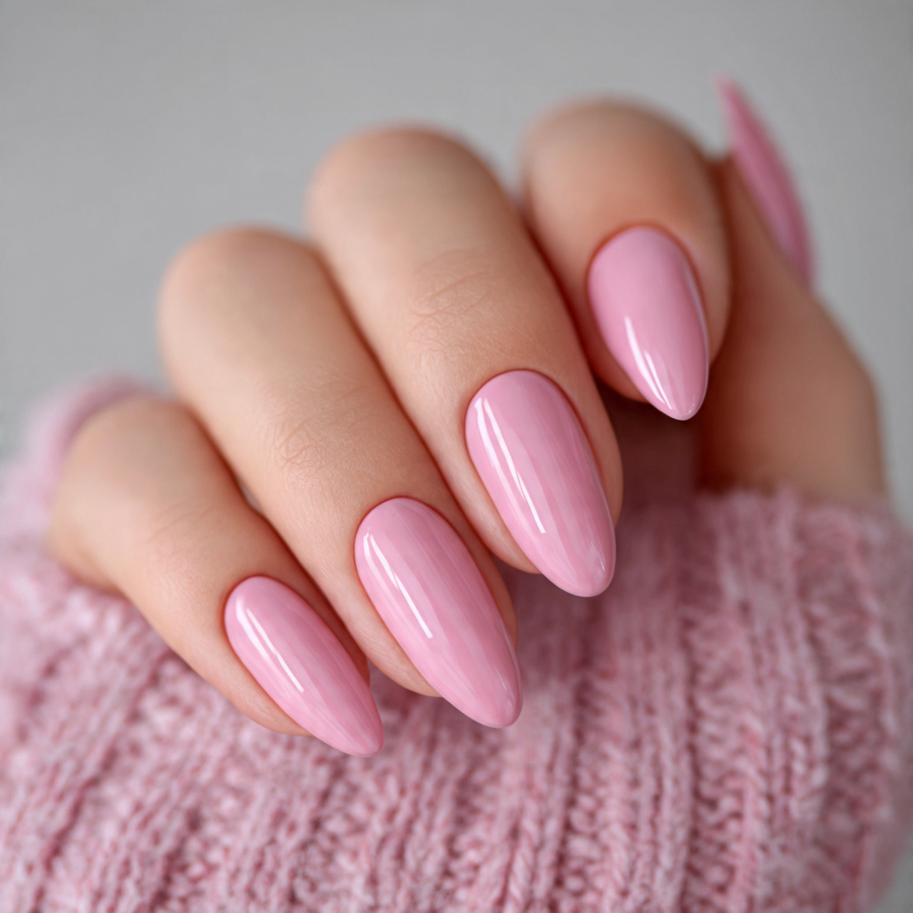 Short Pink Almond Nails