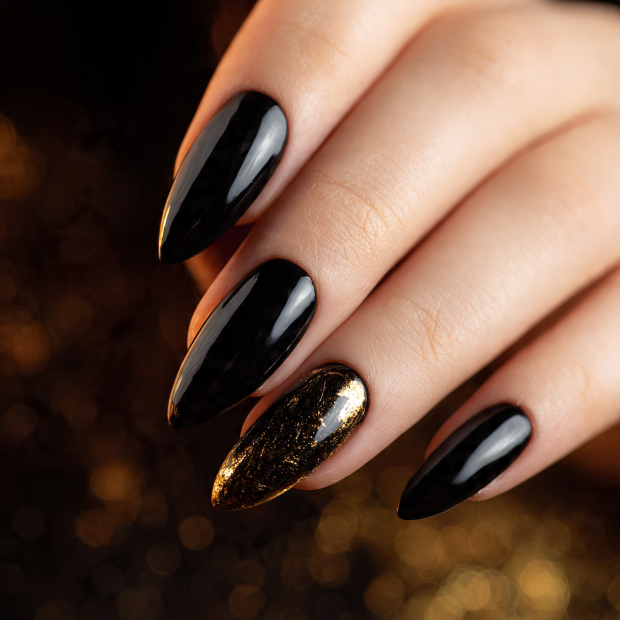 Short Black Stiletto Nails