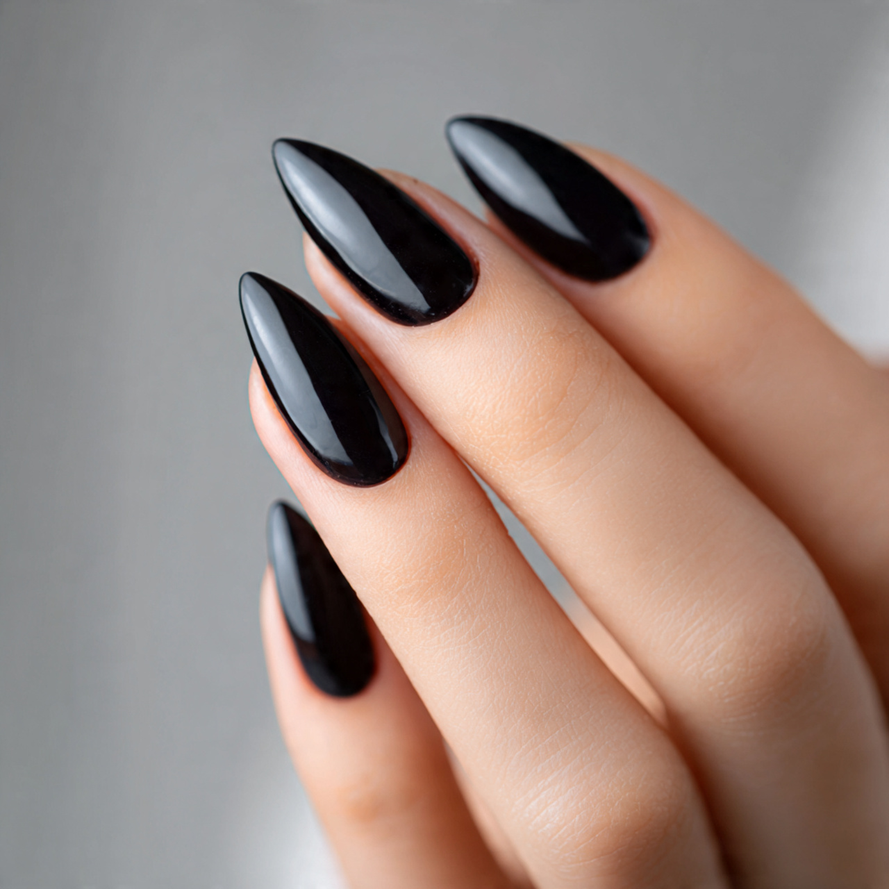 Short Black Stiletto Nails