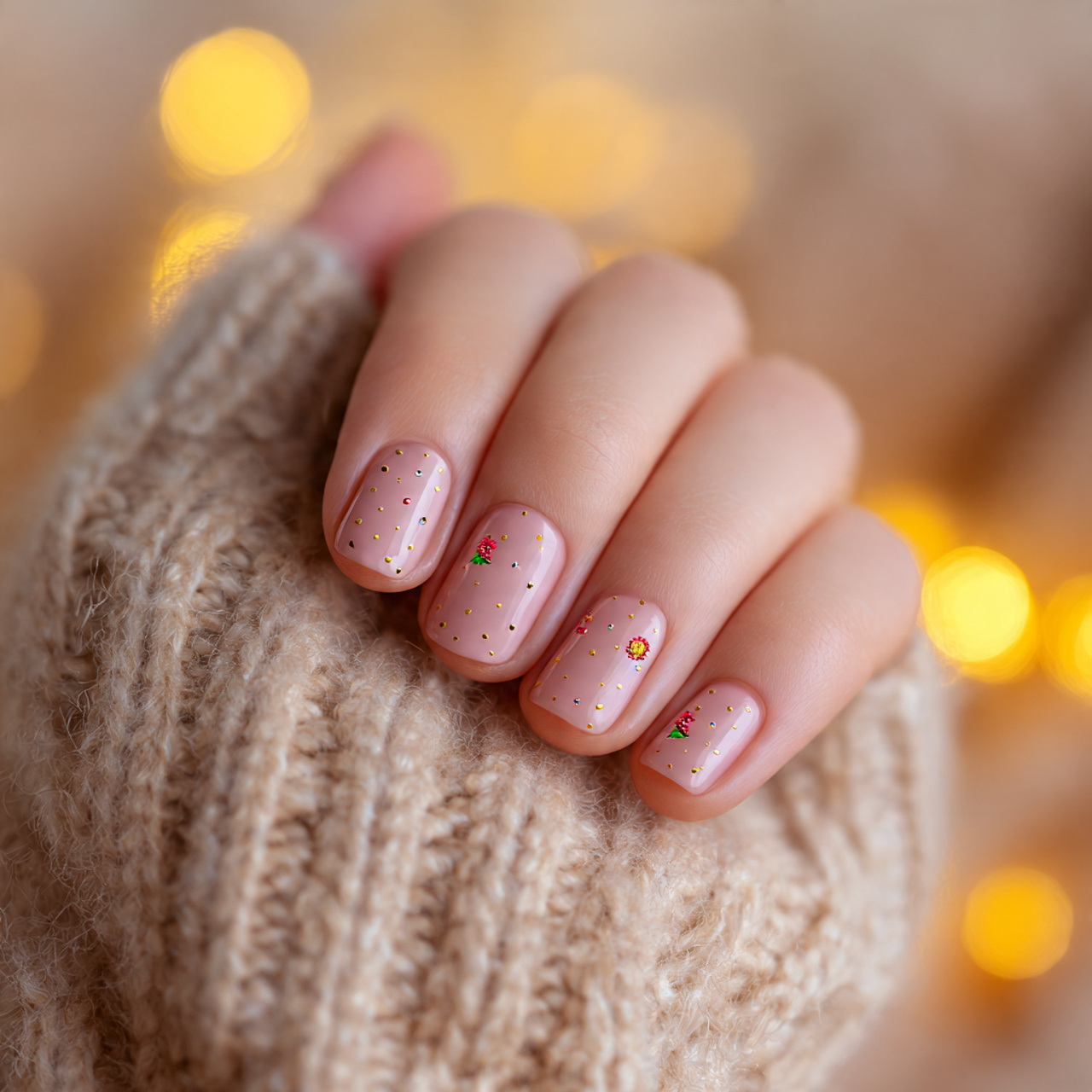 Short Christmas Square Nails