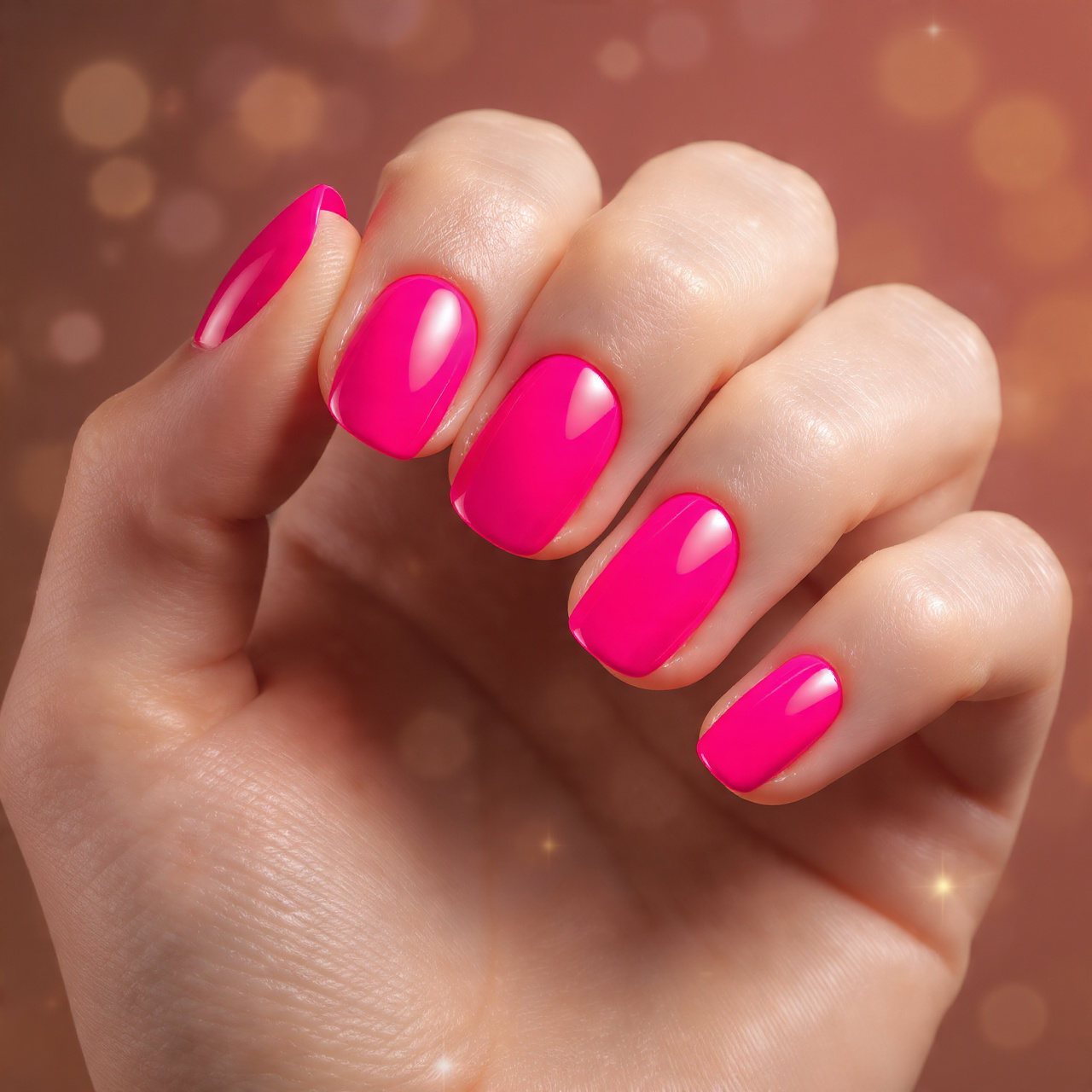 Short Hot Pink Nails