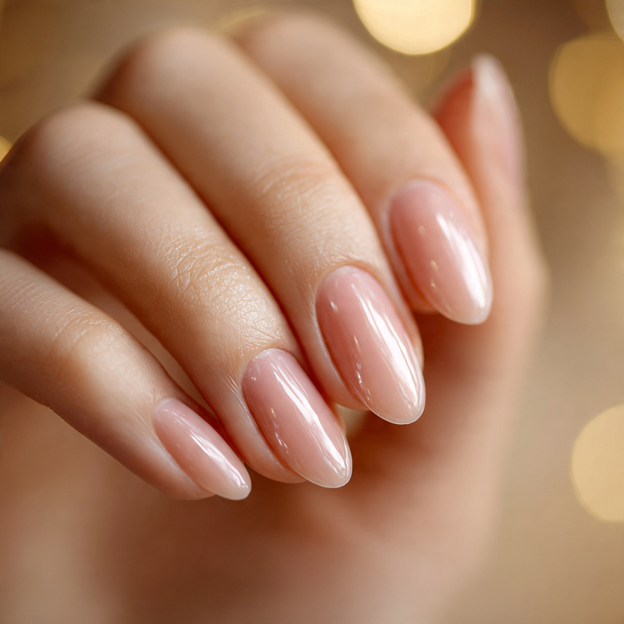 Short Nude Almond Nails