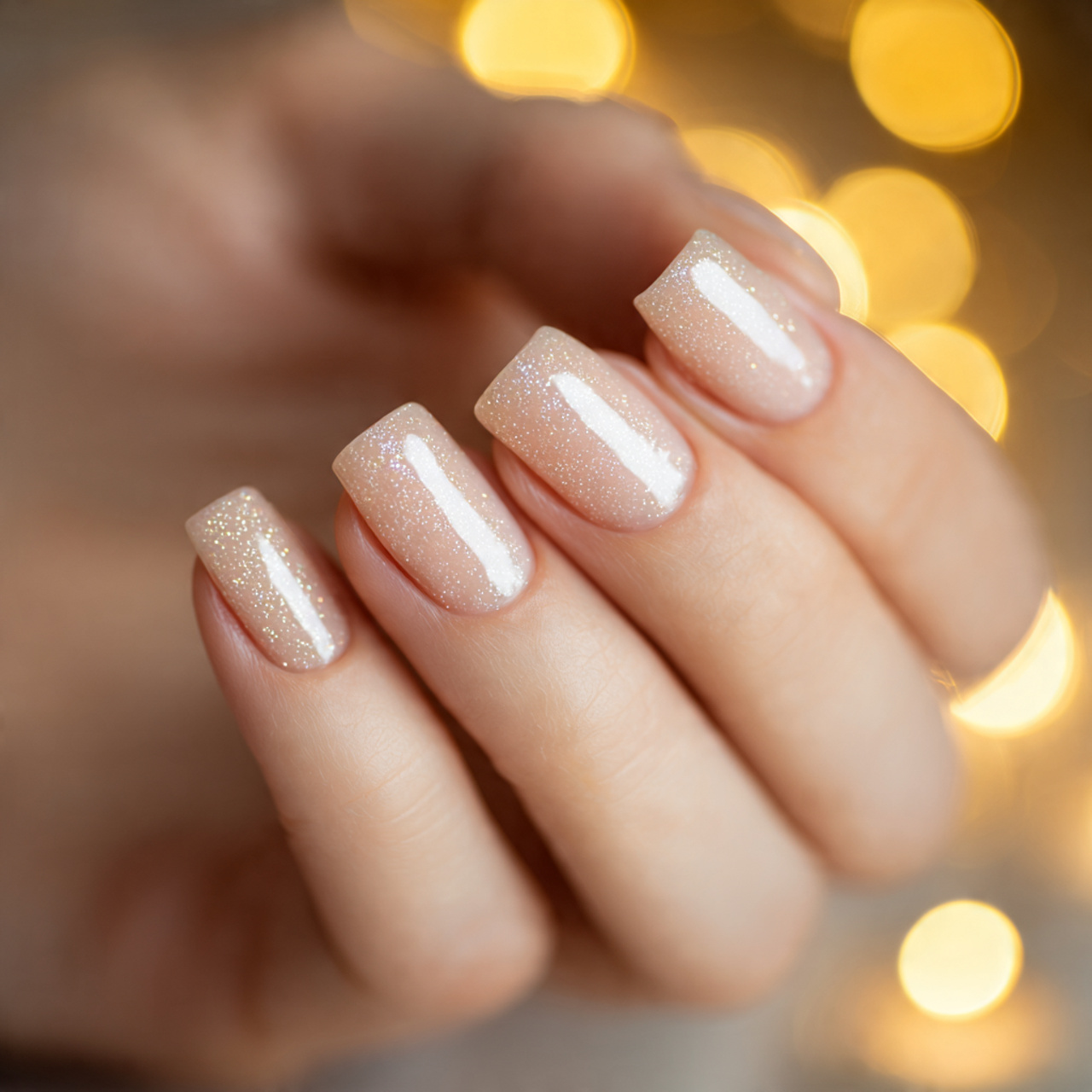 Nude Glitter Nails: 17 Stunning Styles to Sparkle in Style 1 Short Nude Glitter Nails