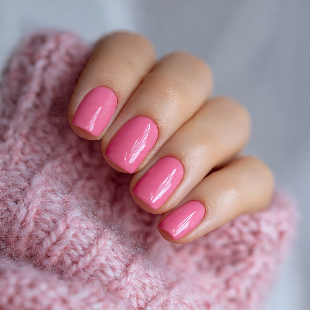 Short Pink Square Nails