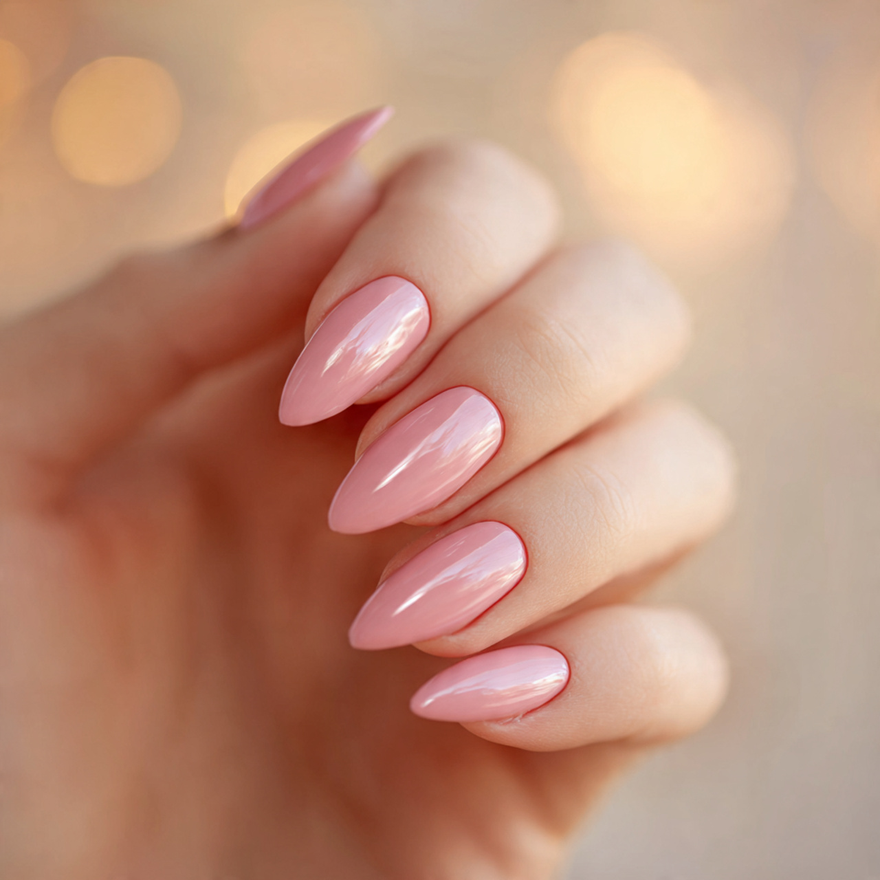 Short Pink Stiletto Nails