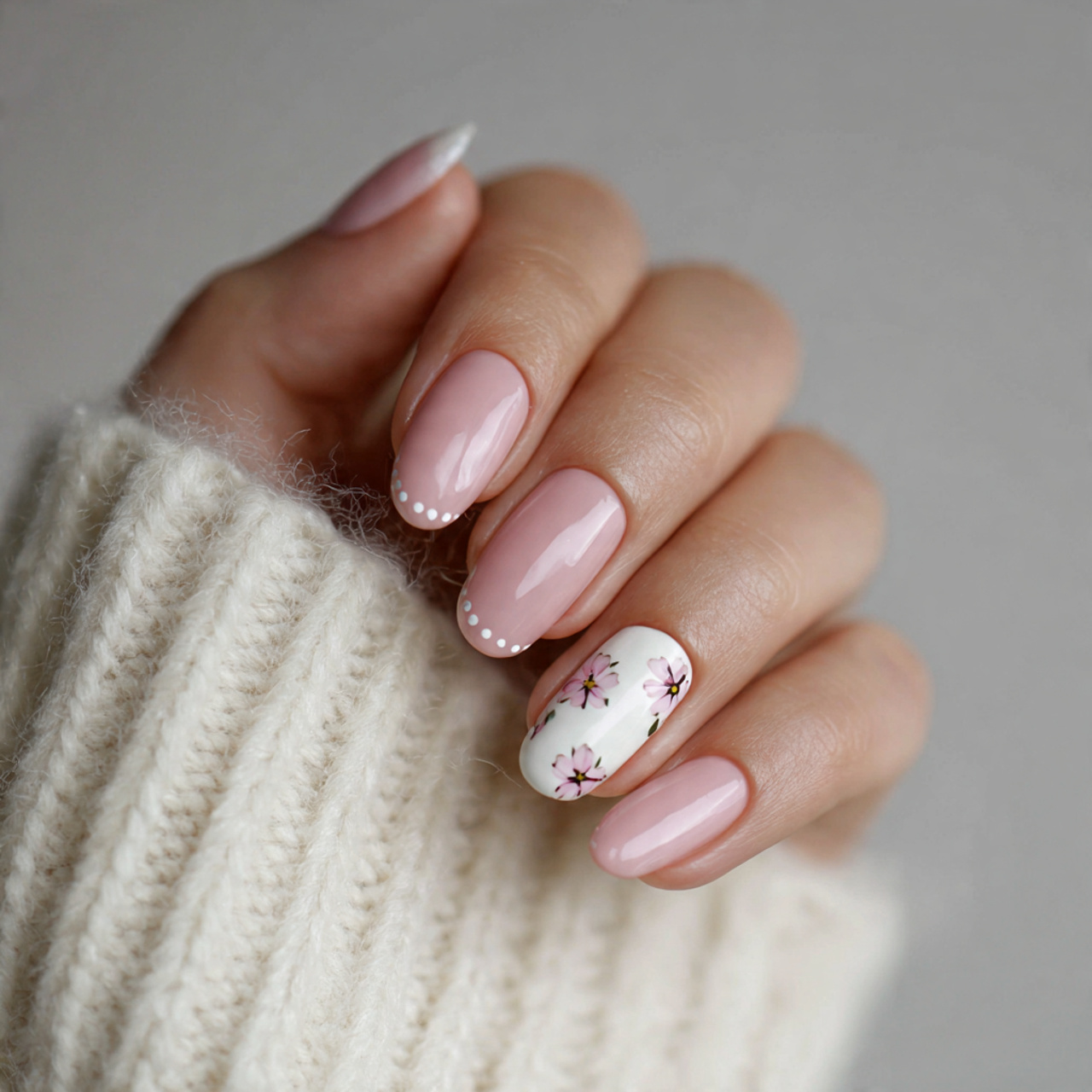 Soft Pink Nails with Minimalist Designs