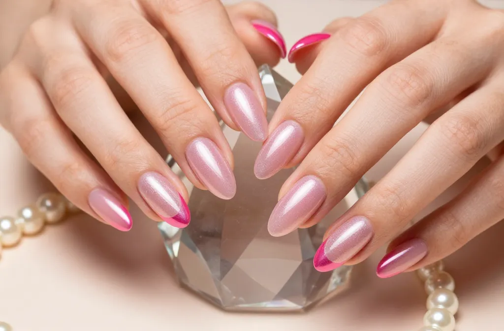 Pink Cat Eye Nails