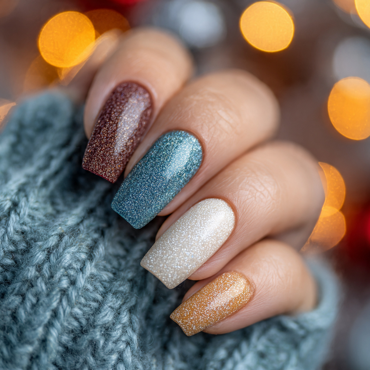 Trendy Christmas Square Nail Colors