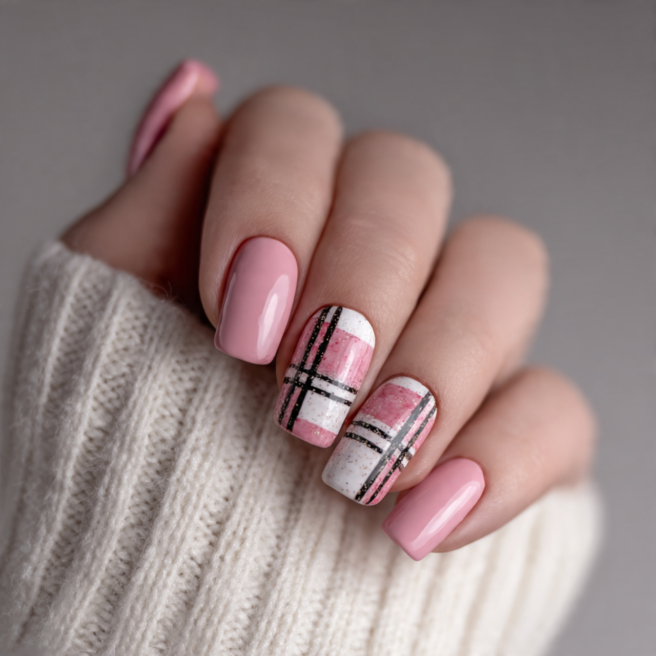 Trendy Pink Square Nail Art