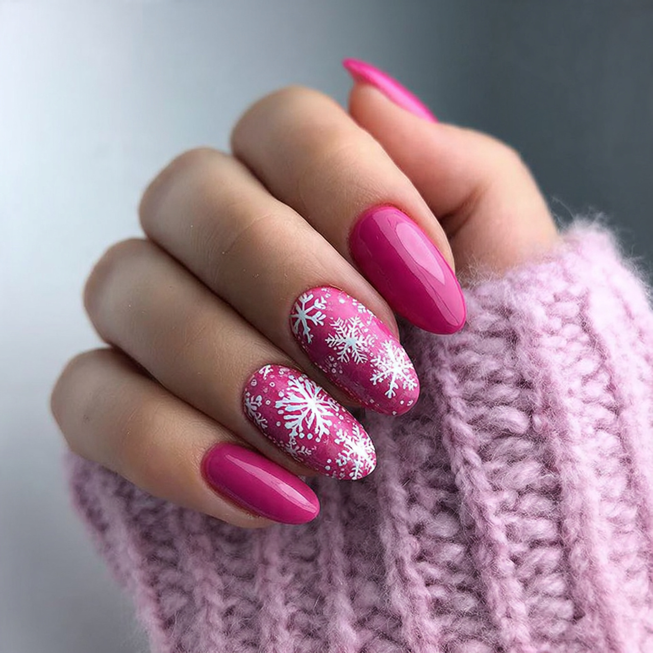 Hot Pink Nails for Winter