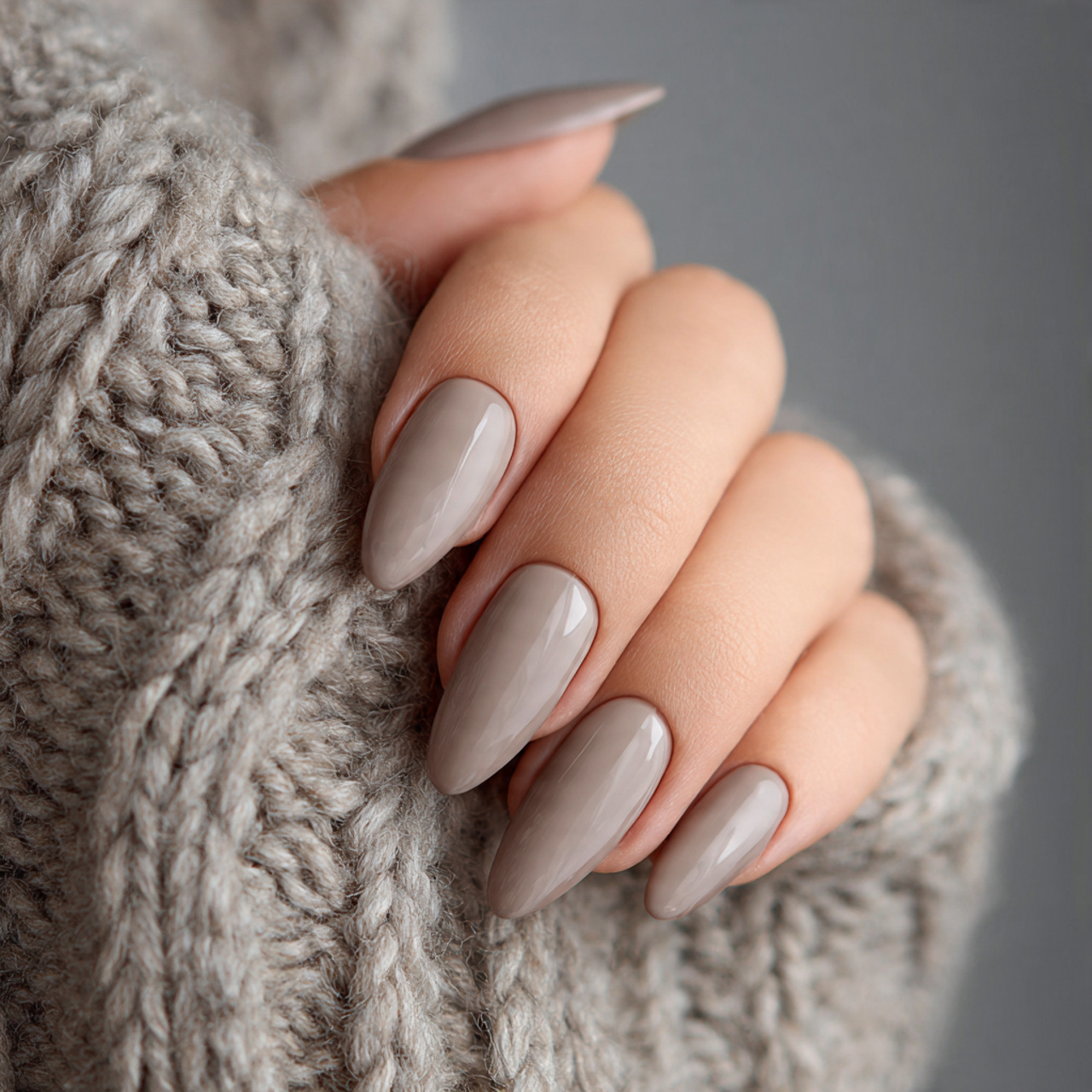 Winter Nude Almond Nails