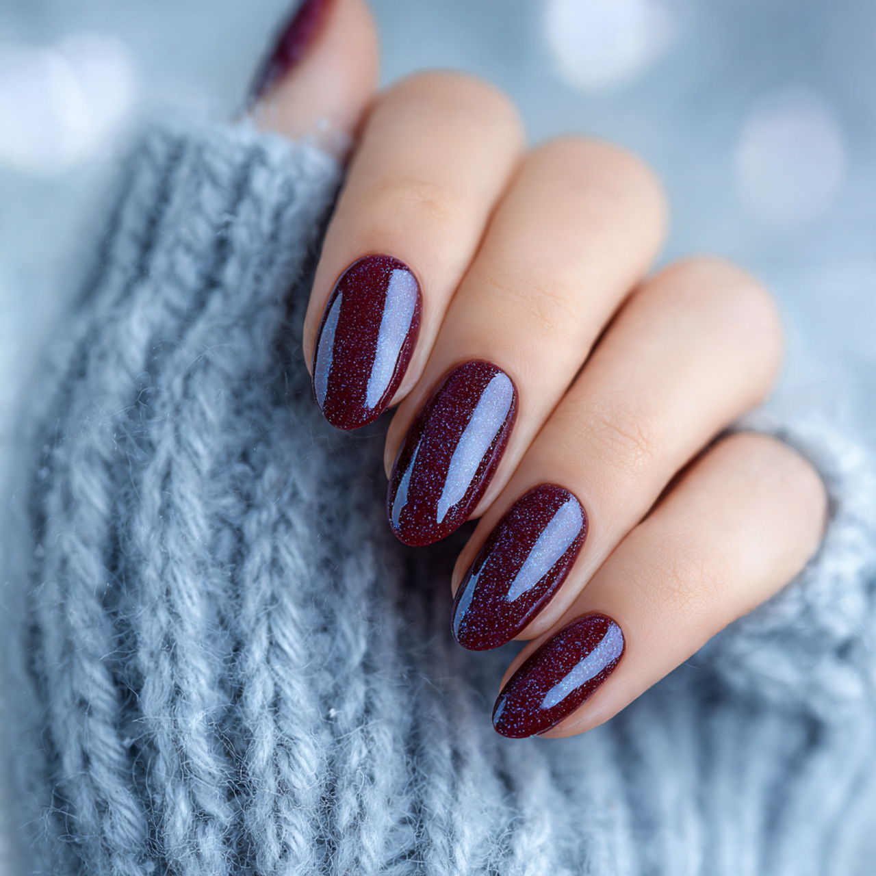 Winter Oval Shaped Nails