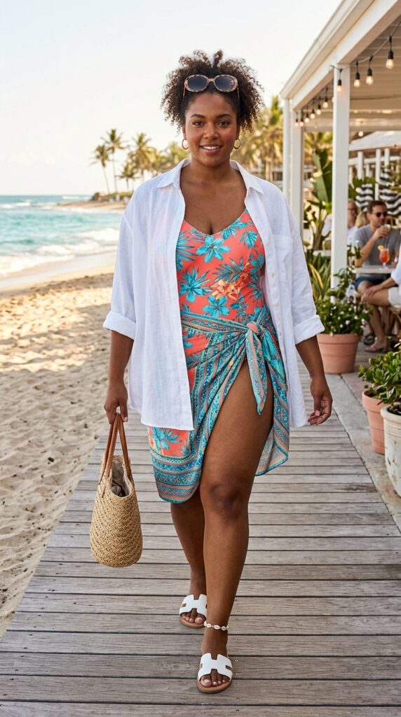 15 Plus Size Summer Outfits That Turn Up the Heat For Midsize Fashion 6 Swim to street sarong skirt