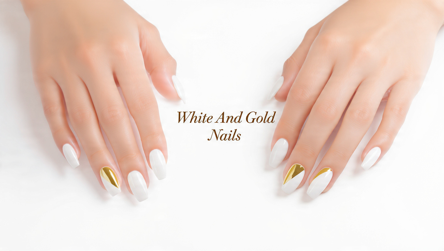White And Gold Nails