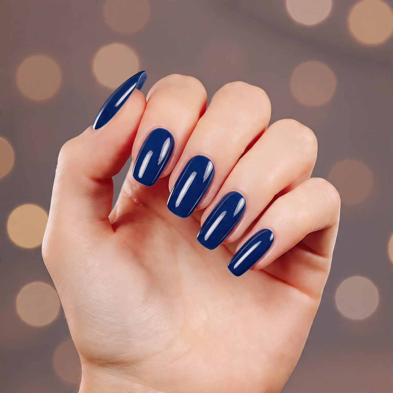 Acrylic Dark Blue Nails