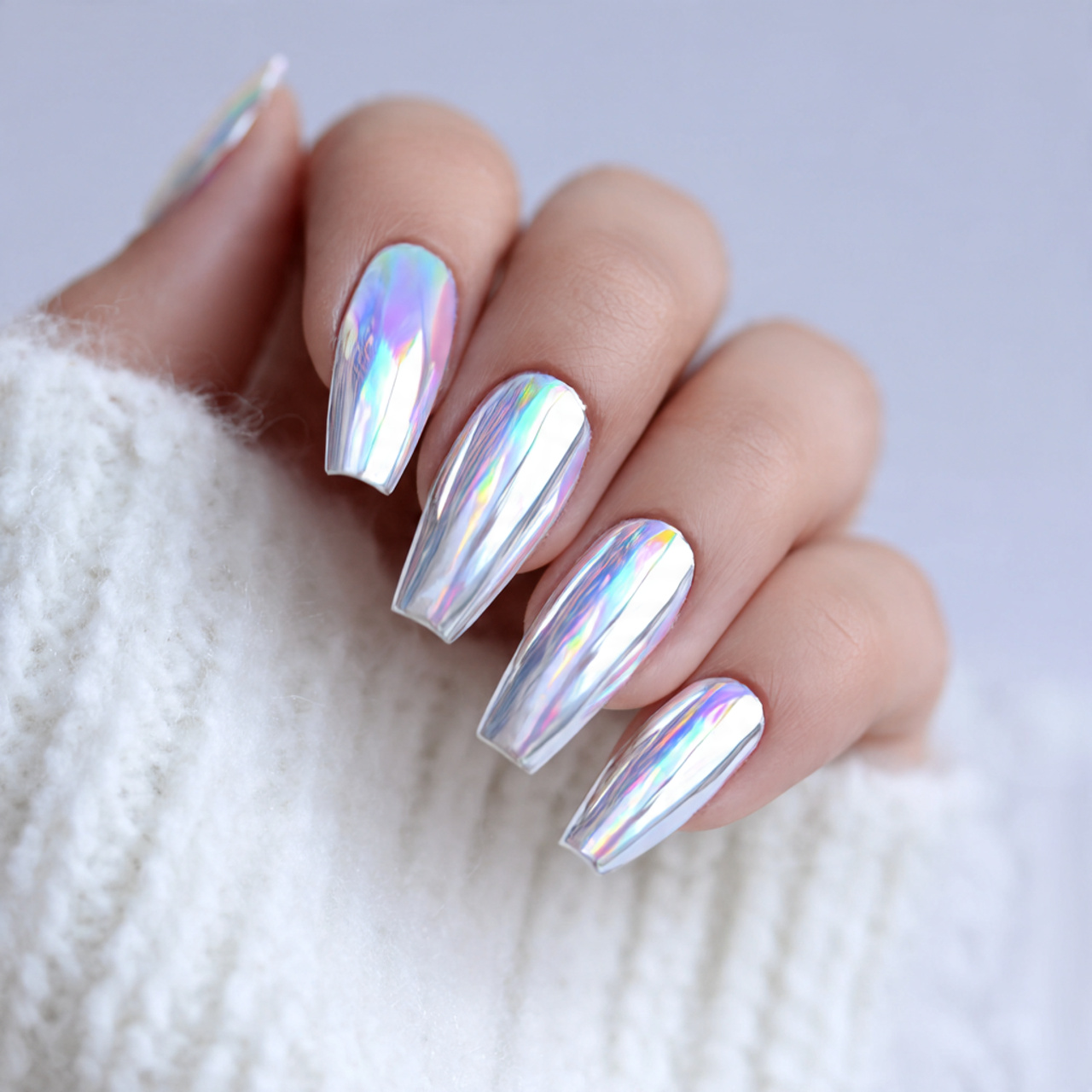 White Chrome Nails: 17 Stunning Styles to Try This Year 4 Acrylic White Chrome Nails