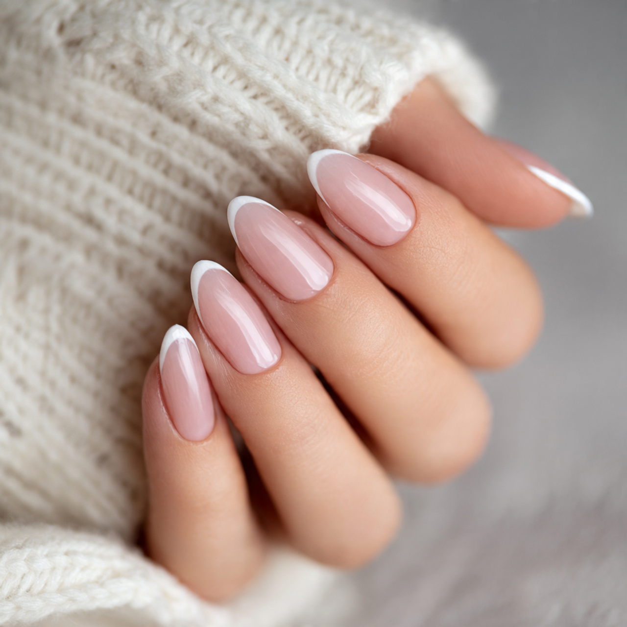 Almond French Tip Acrylic Nails