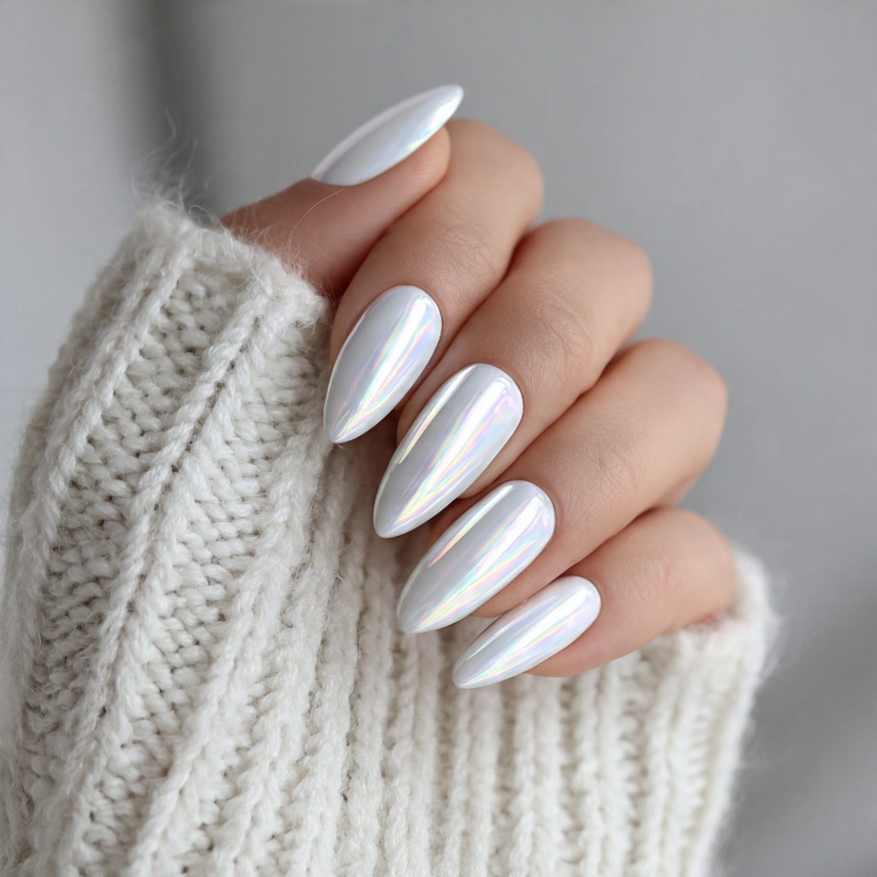 White Chrome Nails: 17 Stunning Styles to Try This Year 6 Almond White Chrome Nails