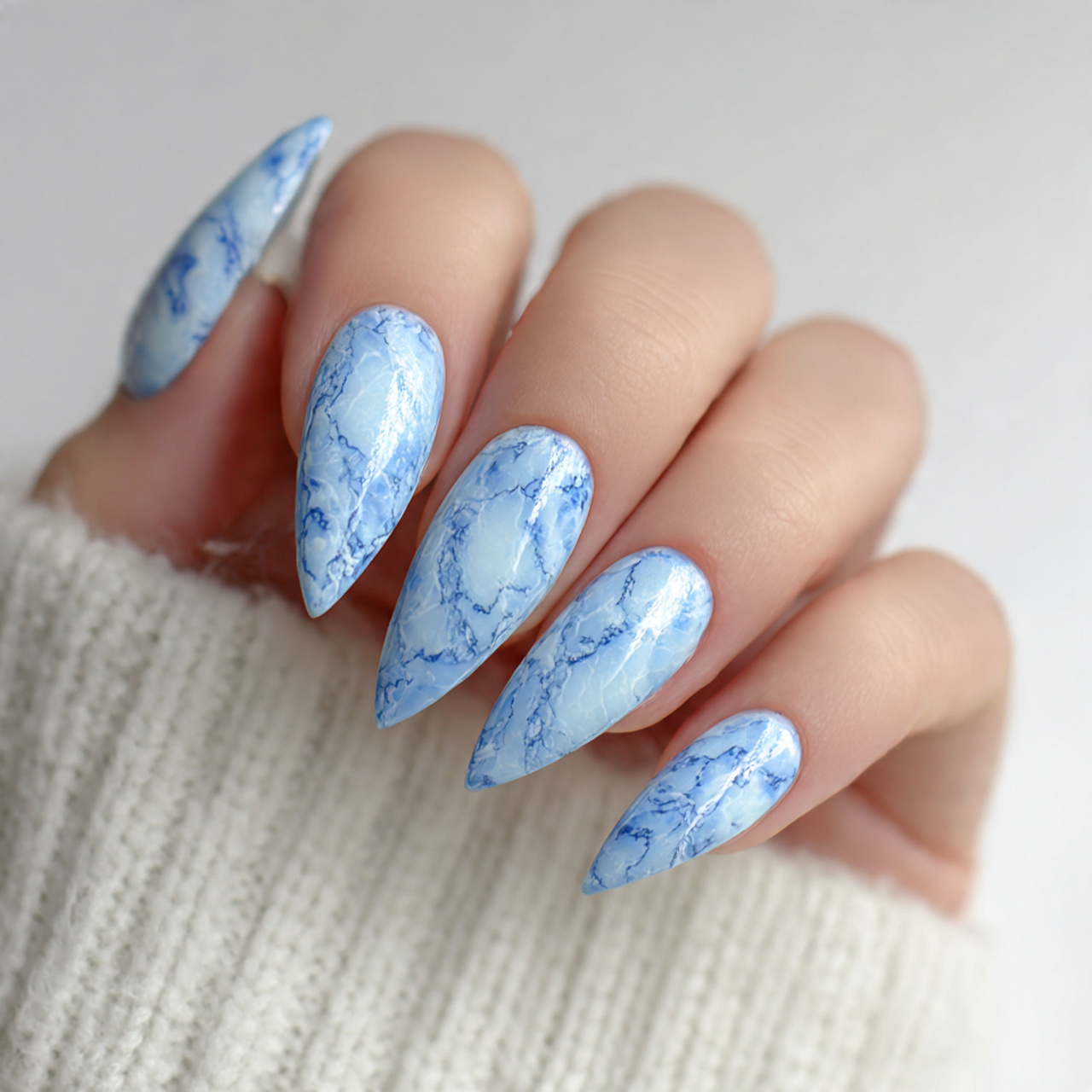 Baby Blue Nails: 18 Chic, Trendy & Perfect for Any Occasion 11 Baby Blue Marble Nails