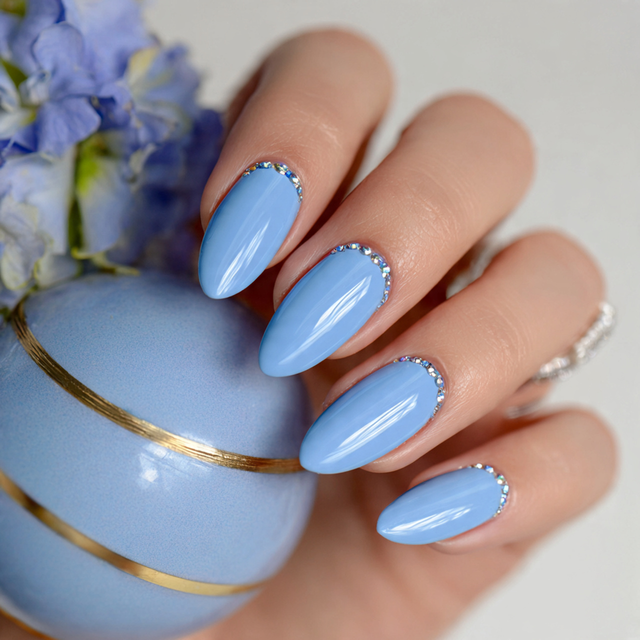 Baby Blue Nails: 18 Chic, Trendy & Perfect for Any Occasion 15 Baby Blue Nail Accents