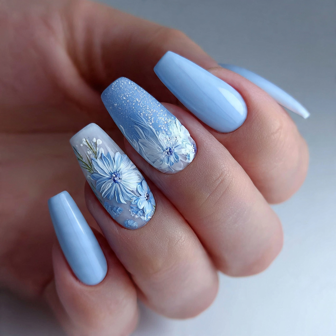 Baby Blue Nails Design Inspiration