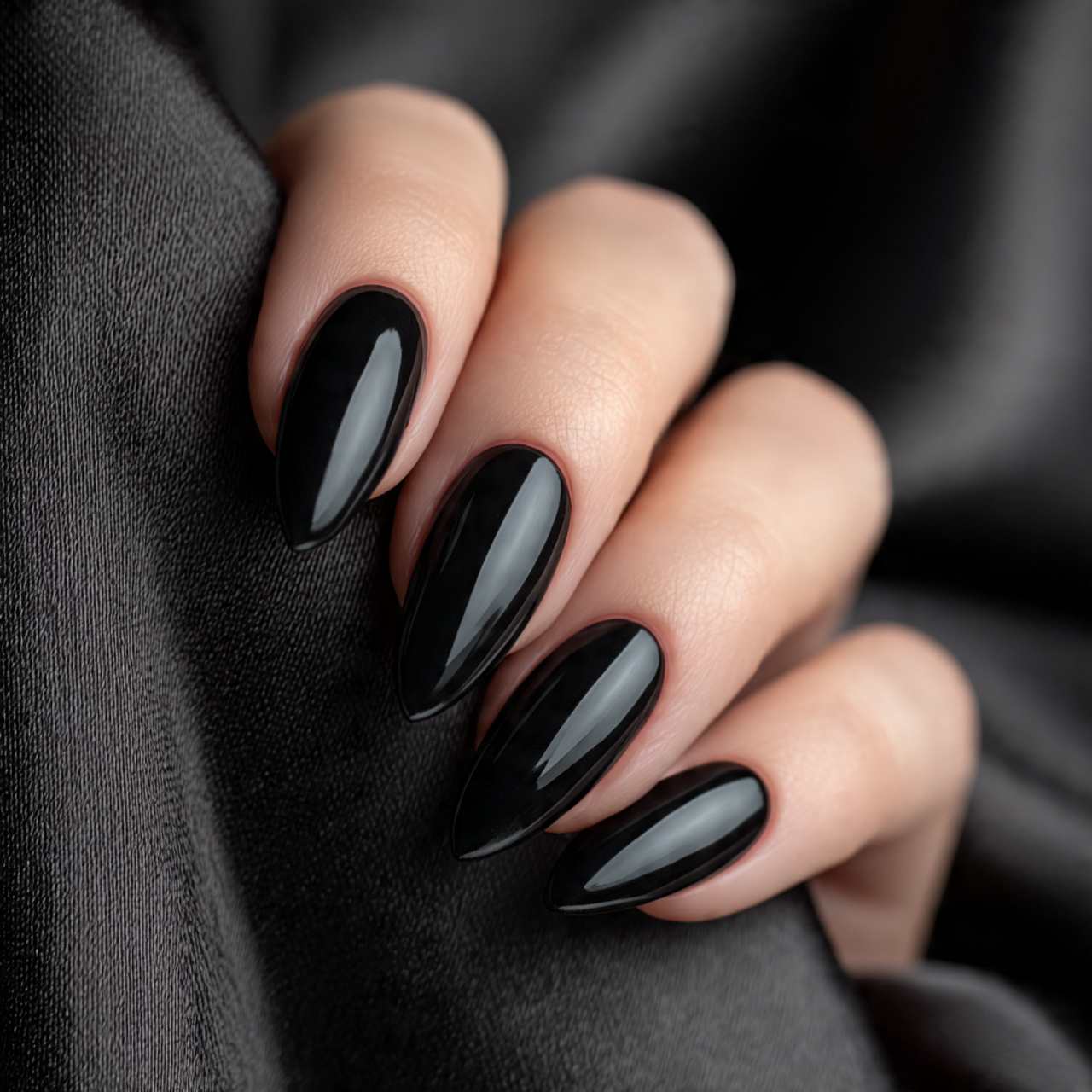 Black Almond Acrylic Nails