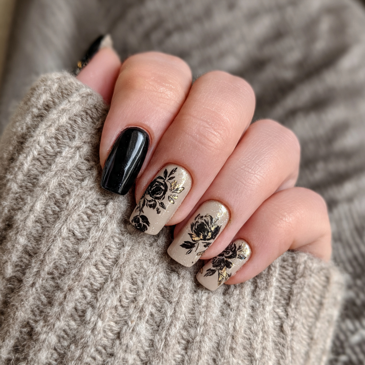 Black and Nude Nails Ideas