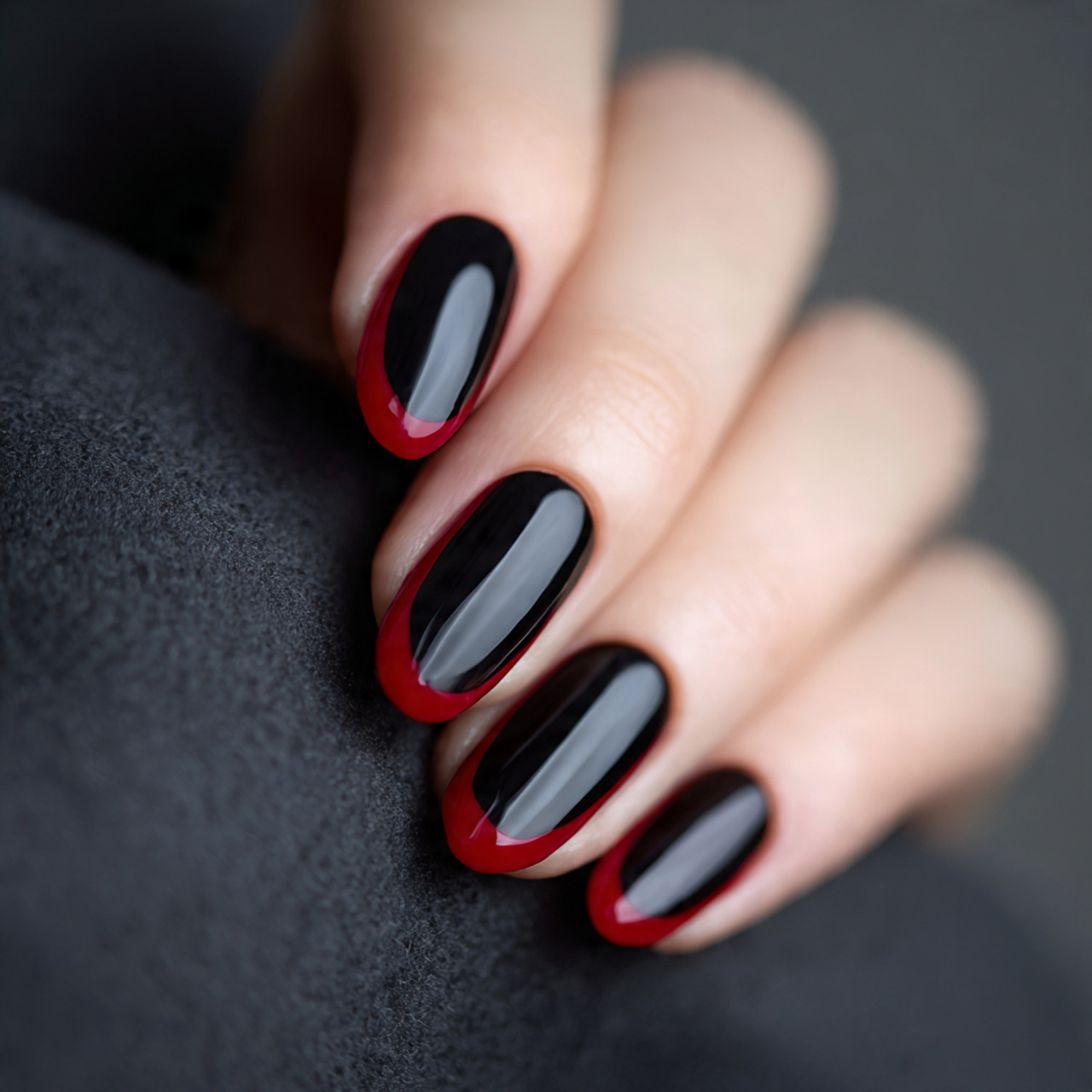 Black And Red French Nails