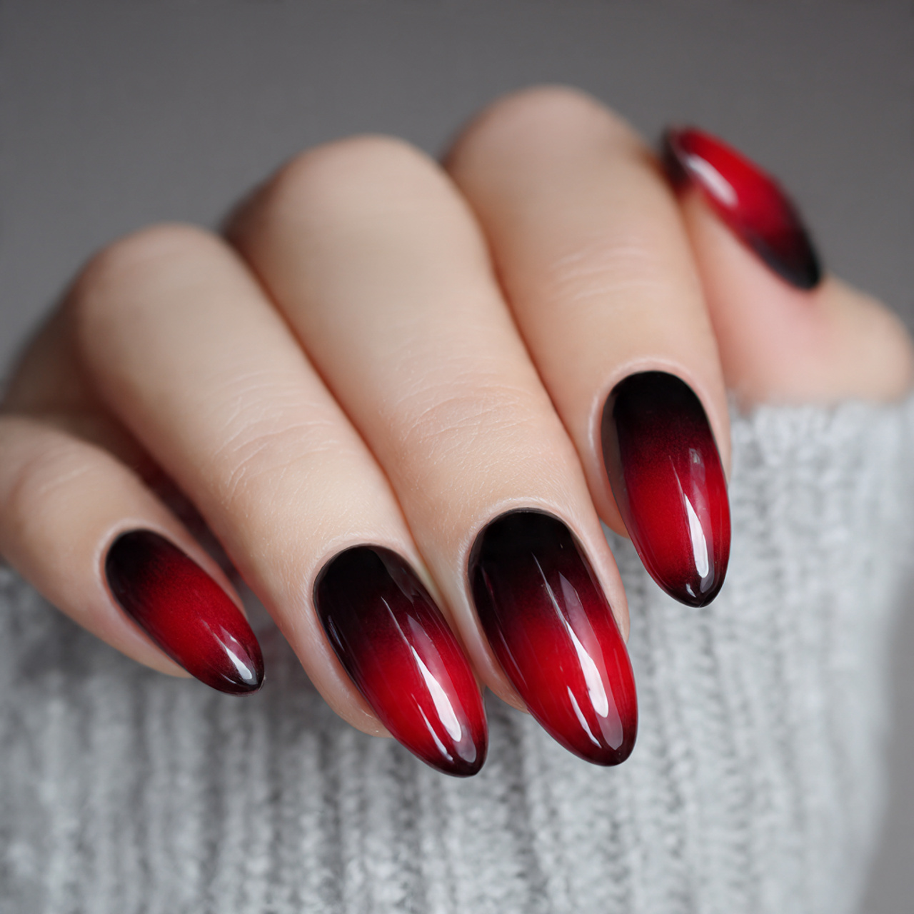 Black And Red Ombre Nails