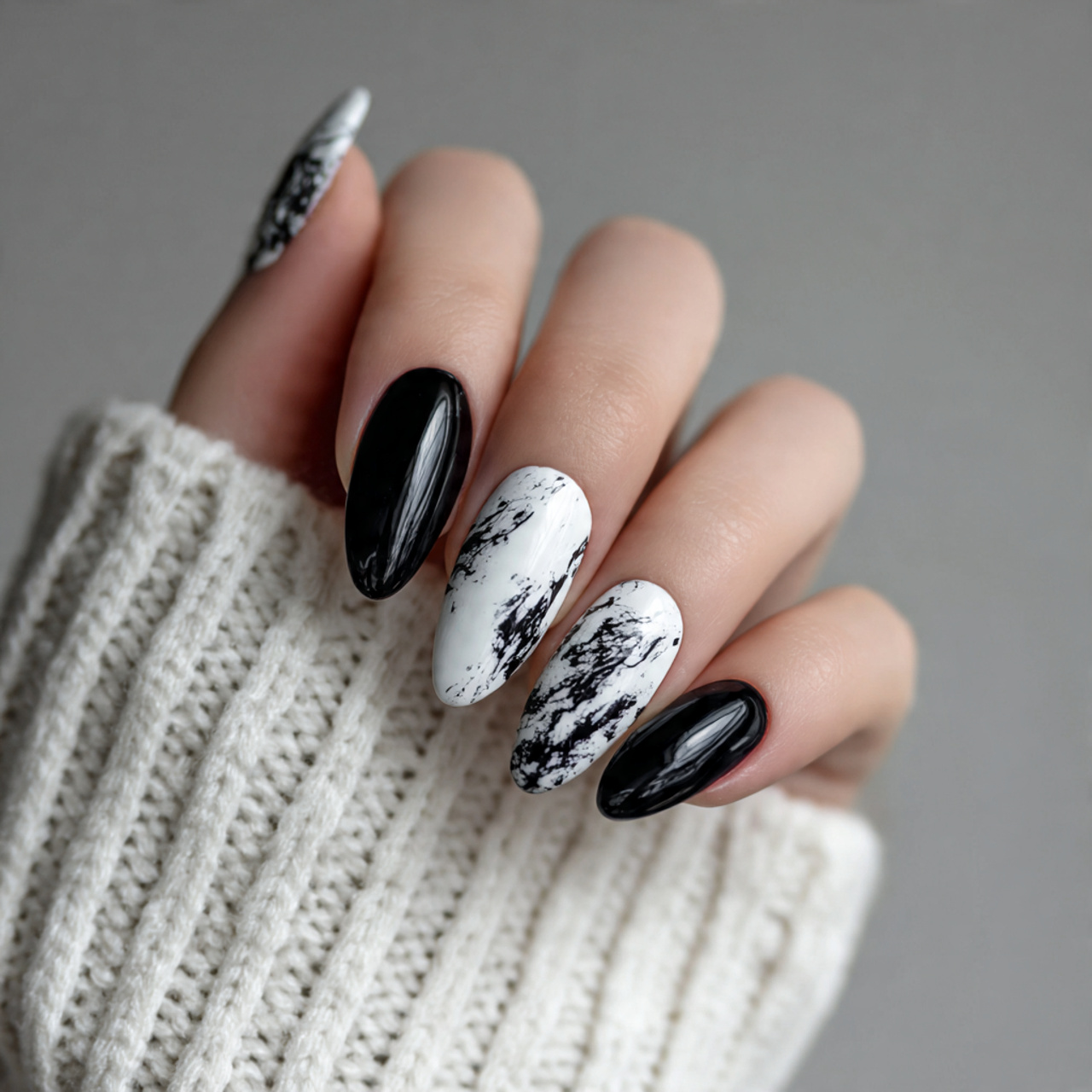 Black And White Nails Trends for Celebrities