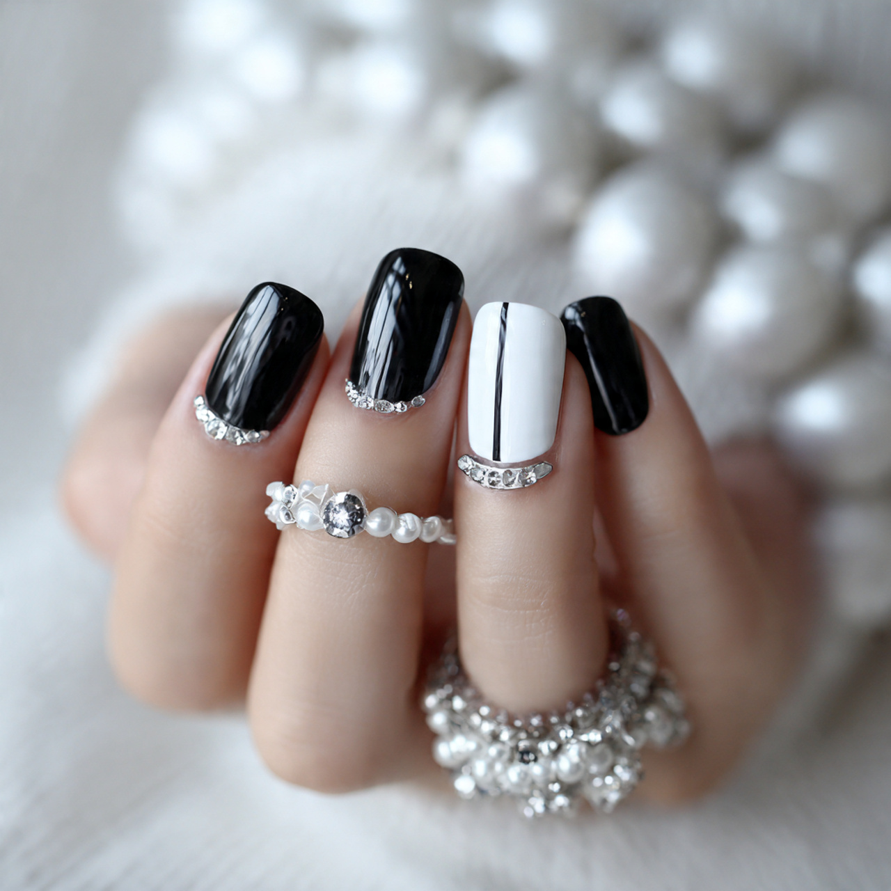 Black And White Nails Accessories