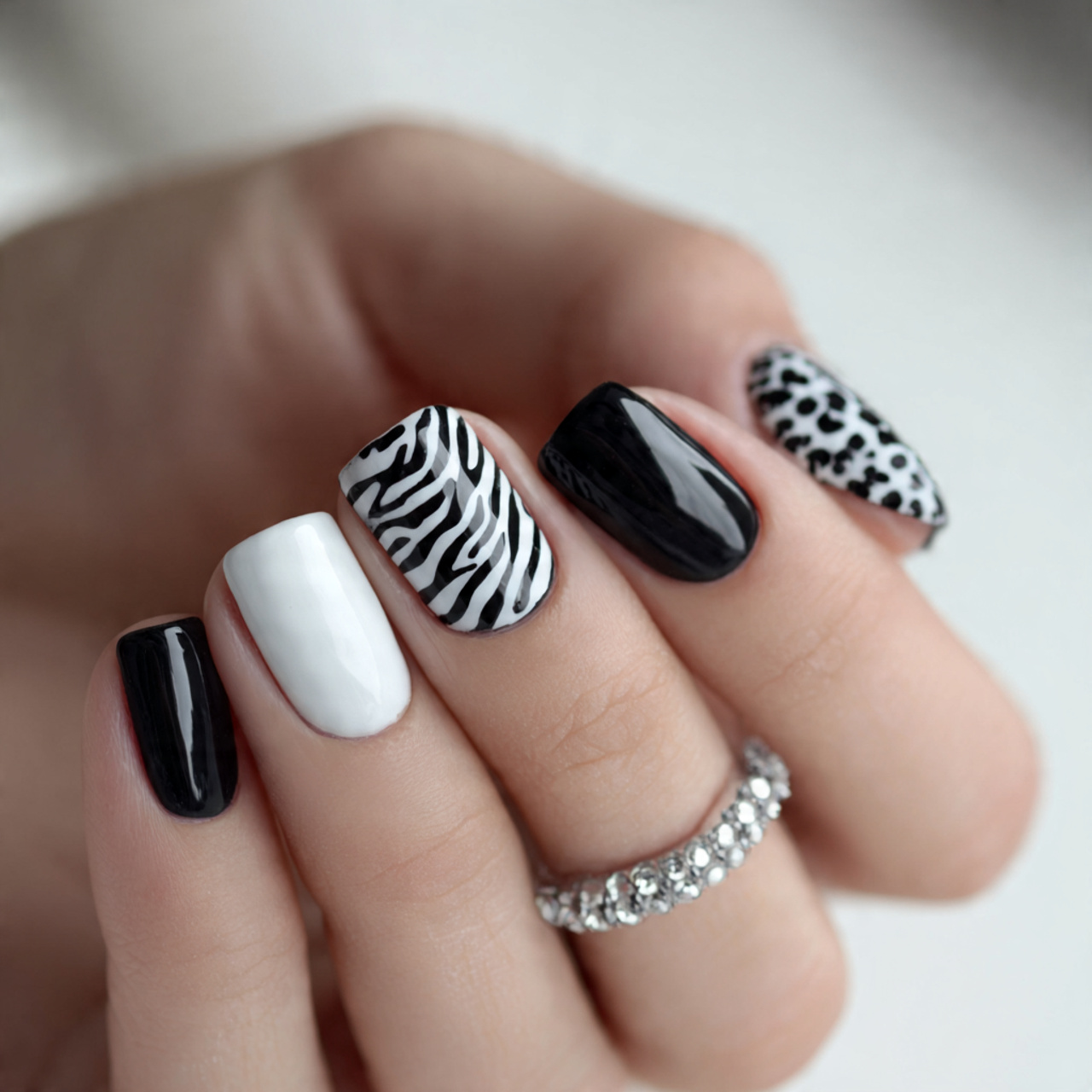 Black And White Nails Designs