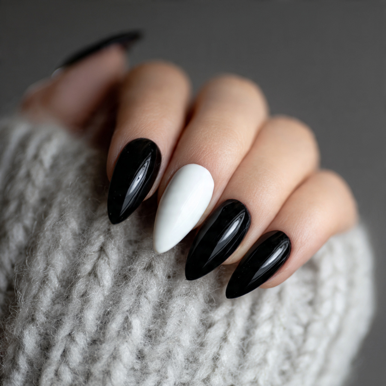 DIY Black And White Nails