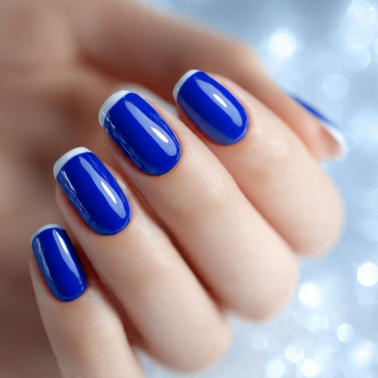 Blue And White Gel Nails