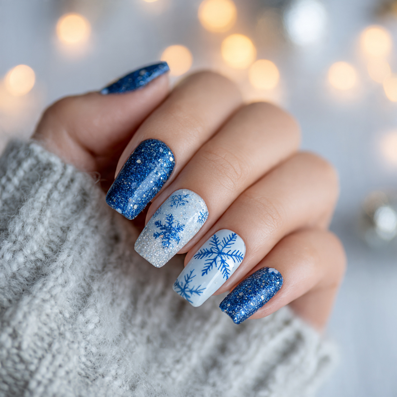 Blue And White Nails Designs